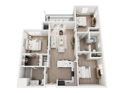 Floor plan for 3 beds, 2 baths, 1353 sqft